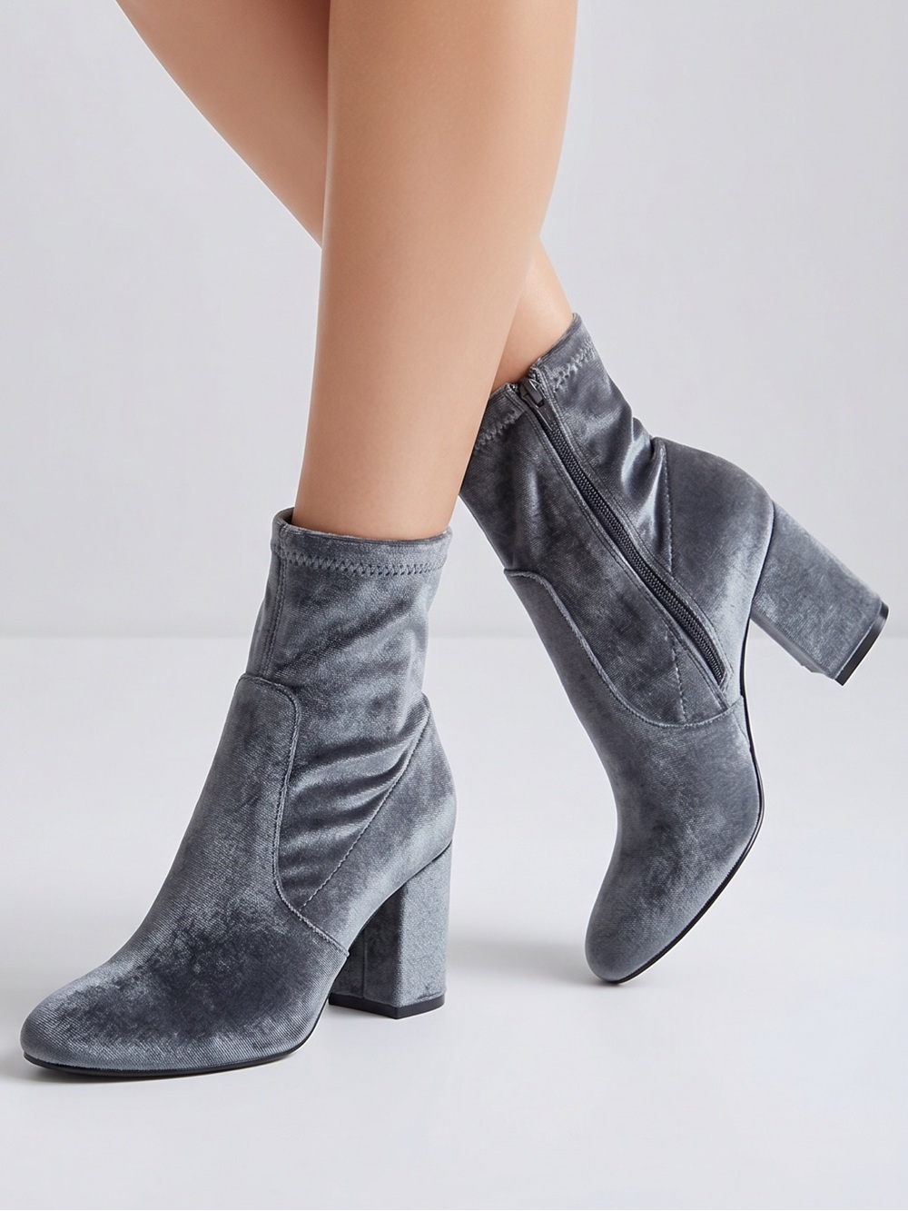 Ivanka Trump Presli‎  velvet booties grey size 7.